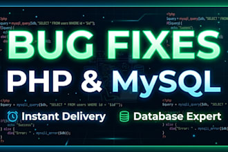 fix PHP errors, mysql database issues,  API bugs instantly