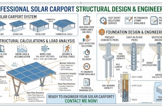 solar carport structural design foundation design and wind load calc
