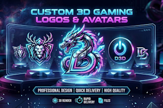 design a modern 3d gaming logo or custom avatar