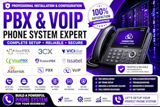 setup pbx, freepbx, 3cx, vicidial, vitalpbx, fusionpbx, issabel and asterisk