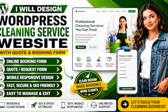 design wordpress cleaning service website with quote and booking form