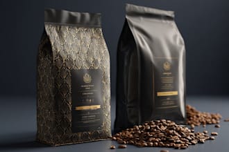 create a coffee bag, packaging and label sticker design