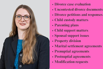 be family lawyer for divorce, custody, child support, civil law and family law