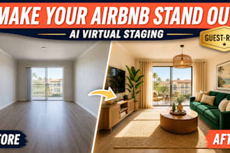 do realistic ai virtual staging for airbnb vacation rental photo interior design