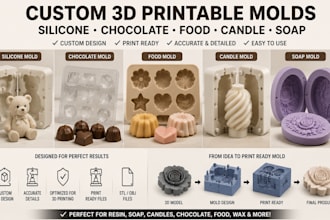 create custom 3d printable silicone, chocolate, food, candle and soap molds
