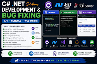 develop or fix your asp net core web API and csharp application
