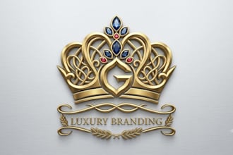 design a modern 3d crown emblem and typography