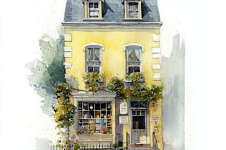 draw house illustration watercolor style