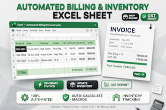 build automated excel sheet for billing inventory