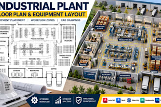 design industrial plant floor plans, equipment layouts, workflow zones cad
