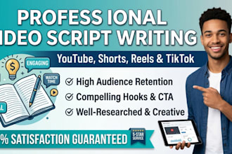 write engaging youtube video and audio scripts and viral short video script