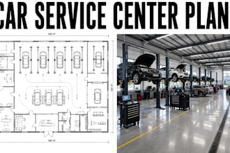 design car service center floor plans automotive blueprint package cad