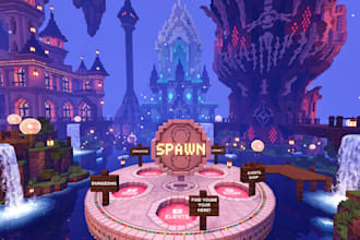 build custom minecraft map server spawn lobby fantasy world