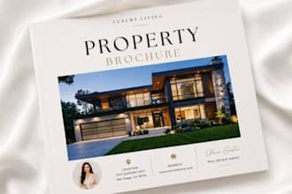 design real estate property marketing kit, realtor brochure, business flyer
