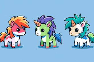 make colorful pony character illustration for you