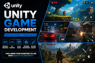 develop unity 2d game, unity 3d game, unity game development