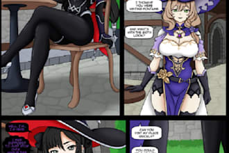 create professional comic book, manga and anime art, nsfw and sfw comic page