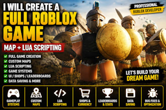 create a full roblox game, map and lua scripting