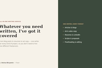 write articles, resumes, ads, linkedin posts and any content you need