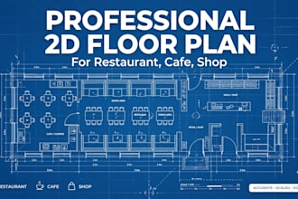 draw professional 2d floor plan and restaurant layout in autocad