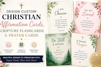 design custom christian affirmation cards, scripture flashcards, and prayer card