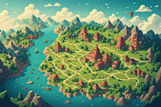 create event, tourist, and fantasy map illustration