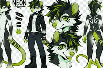 create a custom furry reference sheet and character design
