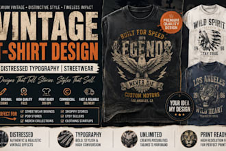 craft premium vintage distressed typography t shirt designs for streetwear