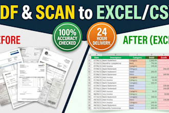 convert PDF bank statement, credit card statement, invoice, receipt to excel