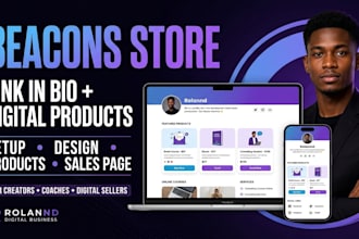 set up beacons link in bio store for digital product creators