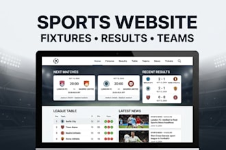 create a professional sports website with fixtures and results