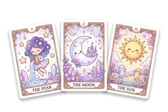 create cute fantasy tarot and oracle card illustrations