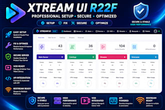 setup, fix, secure xui one, xtream UI server, vod, API, restream and streaming