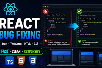 fix react typescript html css and responsive website bugs