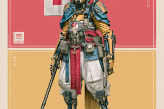 create battle ready mecha robot character artwork