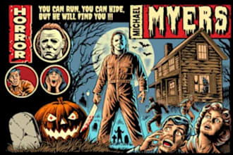create horror comic book cover art and illustrations