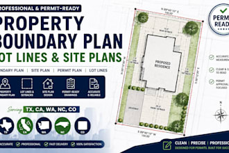 draw property boundary plan, lot lines, site plans, permit plans, tx,ca,wa,nc,co