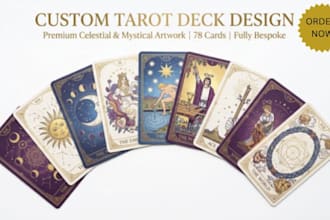 design a complete custom tarot card deck and card set