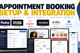 setup fresha, styleseat, vagaro, booksy, acuity scheduling and calendly