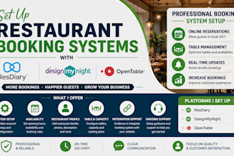 setup restaurant booking systems on resdiary designmynight and opentable website