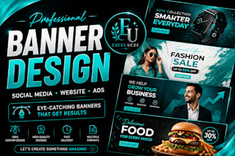 design professional banners for social media website and ads