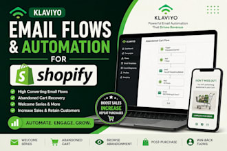set up klaviyo email flows, automation and shopify email marketing