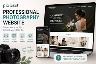 design pixieset photography website, portfolio gallery and online booking