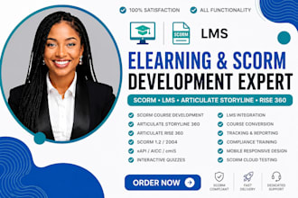 develop scorm elearning course in articulate storyline, rise 360, captivate, lms