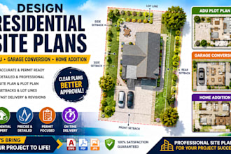 design residential site plans, adu plot plans, garage conversion, home addition