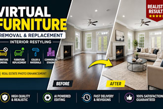 do virtual furniture removal and replacement interior styling