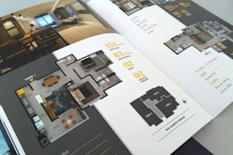 design real estate offering memorandum, property plan illustrated map booklet
