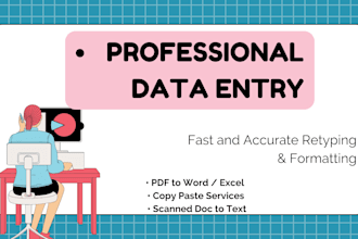 do fast data entry, retype documents, and format text