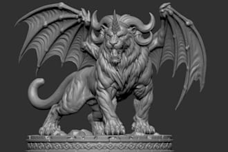 3d fantasy monster figurine,tabletop gaming sculpt,horned,stl for resin printing