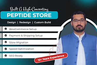 design a high converting peptide website with woocommerce